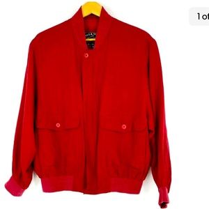 Paul & Shark Yachting Red Silk Bomber Jacket Size L